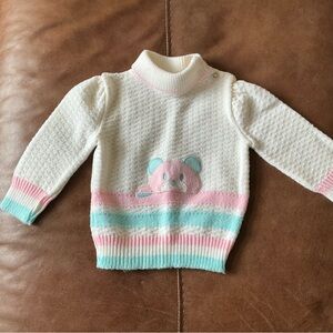 Vintage baby Charming Cream and Pink Turtleneck Sweater